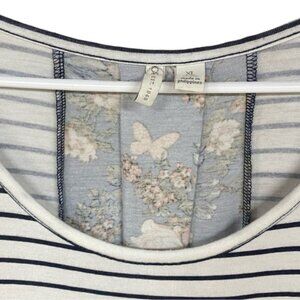 Cato Striped Floral Short Sleeve Top XL